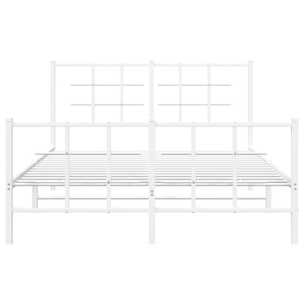 Cadre de lit métal sans matelas et pied de lit blanc 140x190 cm - XIOS