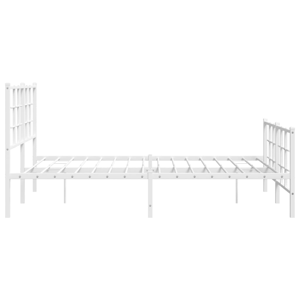 Cadre de lit métal sans matelas et pied de lit blanc 140x190 cm - XIOS