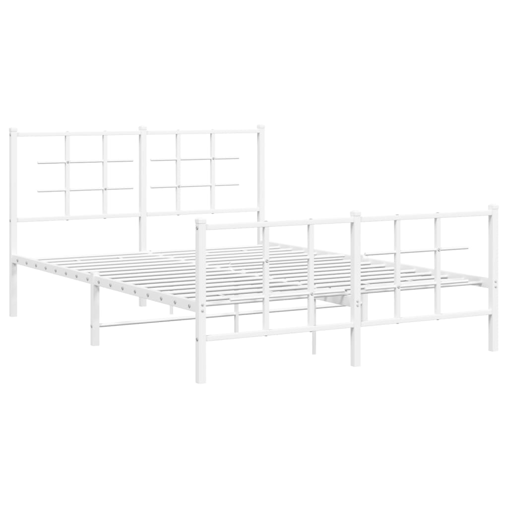 Cadre de lit métal sans matelas et pied de lit blanc 140x200 cm - XIOS