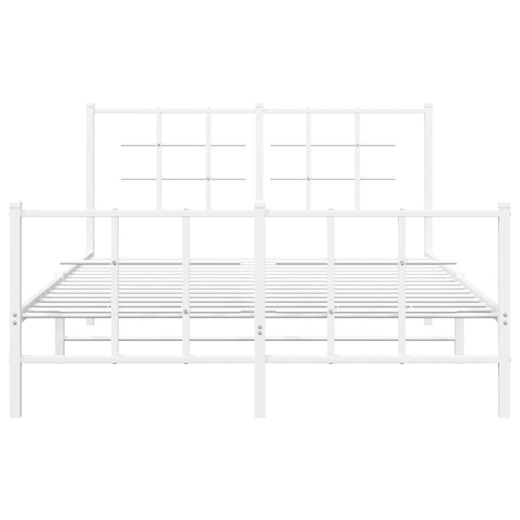Cadre de lit métal sans matelas et pied de lit blanc 140x200 cm - XIOS