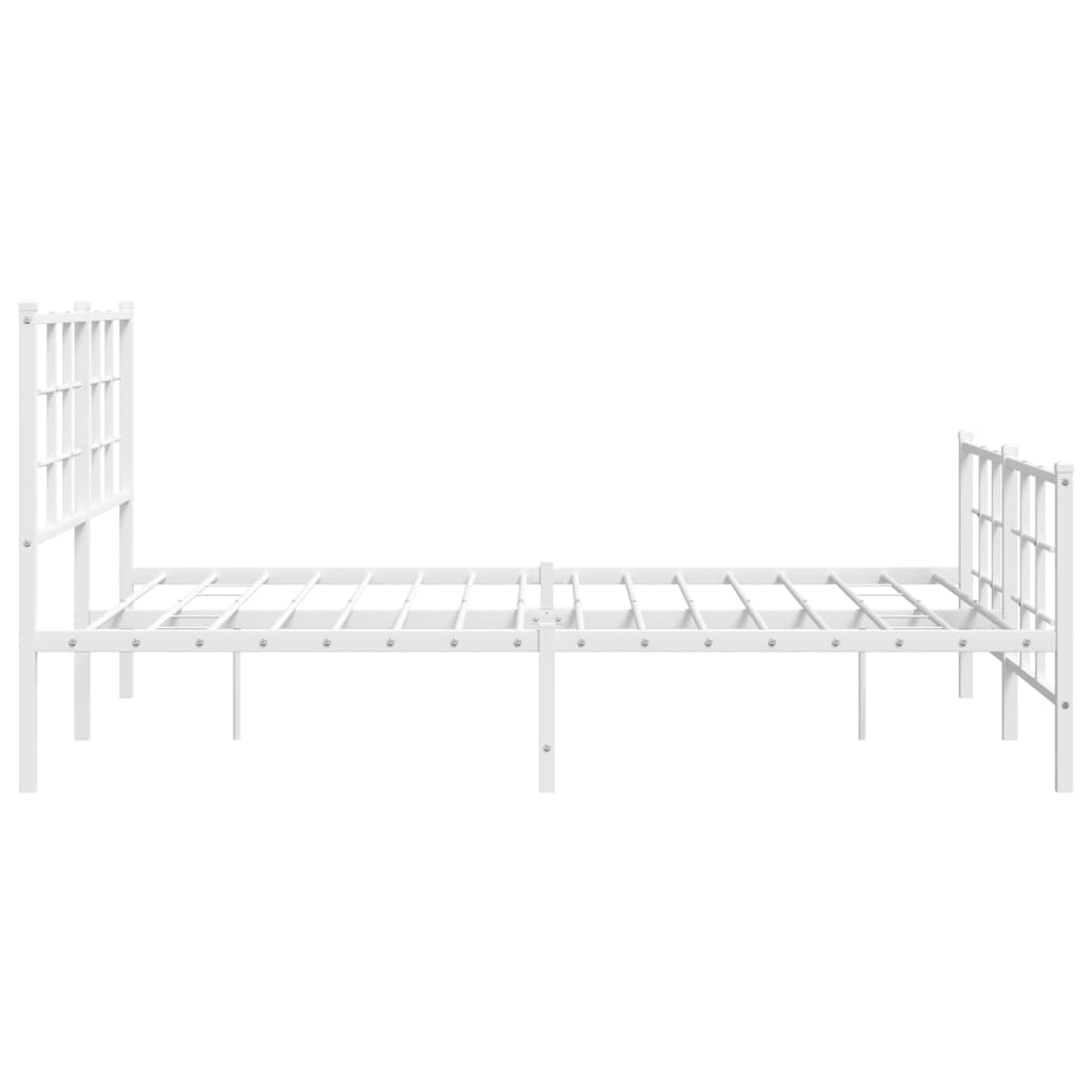 Cadre de lit métal sans matelas et pied de lit blanc 140x200 cm - XIOS