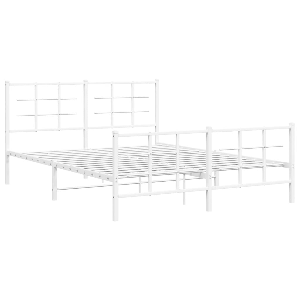 Cadre de lit métal sans matelas et pied de lit blanc 150x200 cm - XIOS