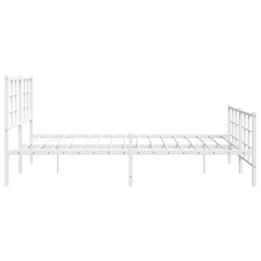 Cadre de lit métal sans matelas et pied de lit blanc 150x200 cm - XIOS