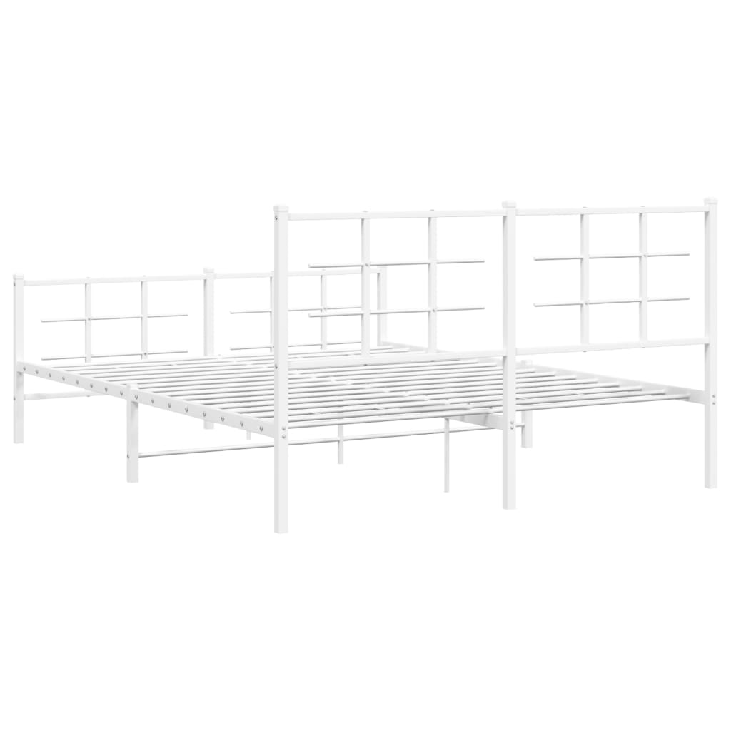 Cadre de lit métal sans matelas et pied de lit blanc 150x200 cm - XIOS