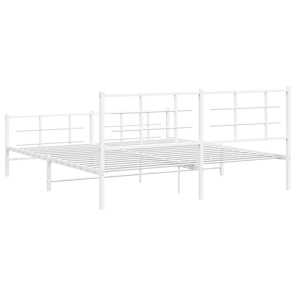 Cadre de lit métal sans matelas et pied de lit blanc 183x213 cm - XIOS