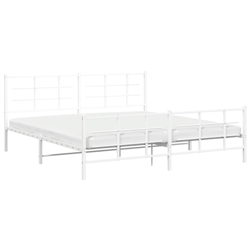 Cadre de lit métal sans matelas et pied de lit blanc 193x203 cm - XIOS