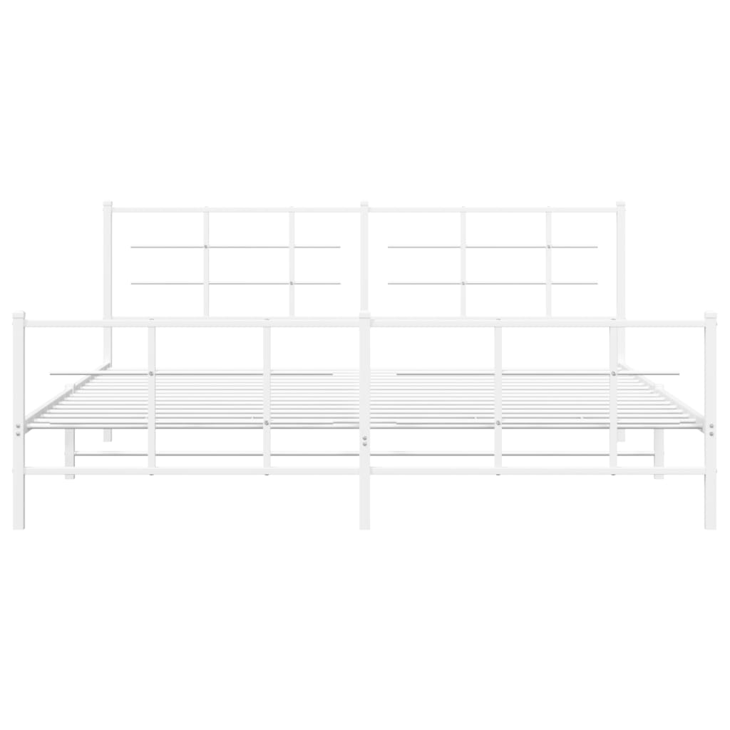 Cadre de lit métal sans matelas et pied de lit blanc 193x203 cm - XIOS