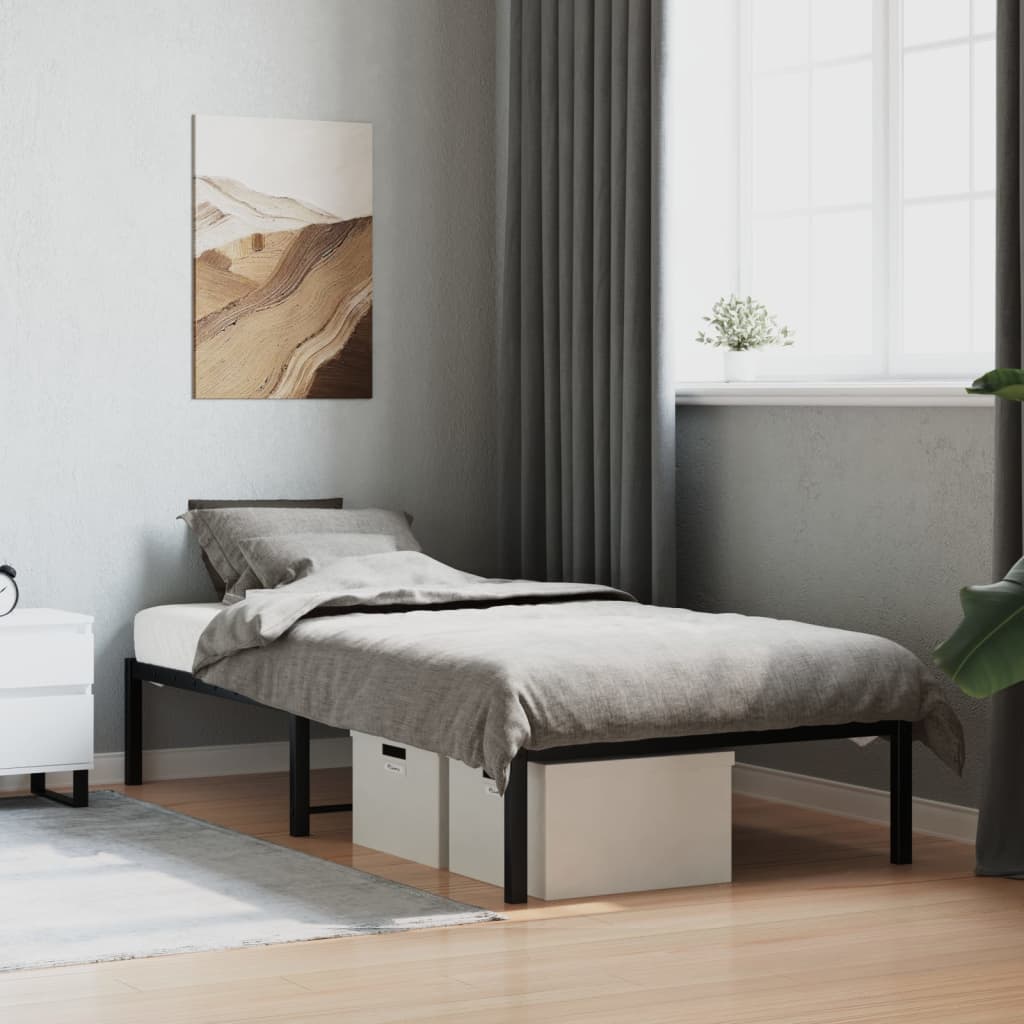 Cadre de lit métal sans matelas noir 90x190 cm - XIOS