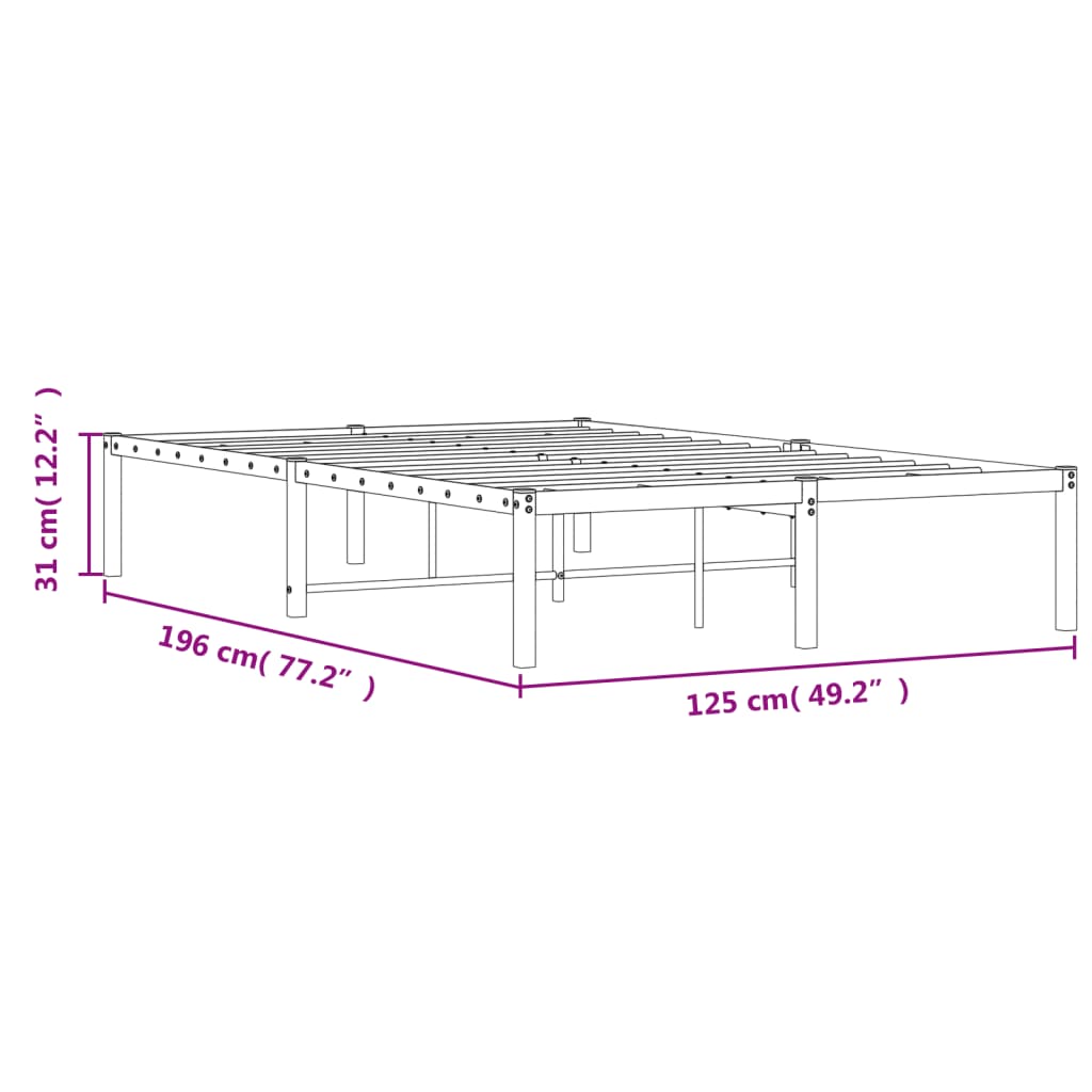 Cadre de lit métal sans matelas noir 120x190 cm - XIOS
