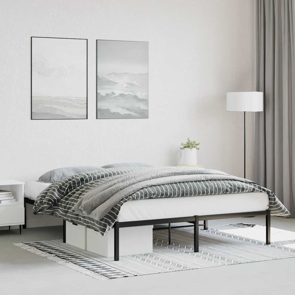 Cadre de lit métal sans matelas noir 160x200 cm - XIOS