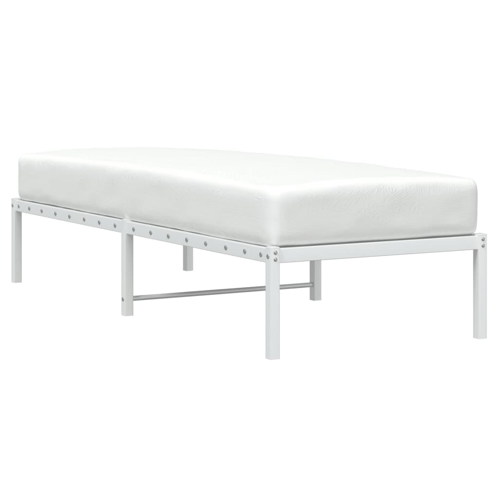 Cadre de lit métal sans matelas blanc 75x190 cm