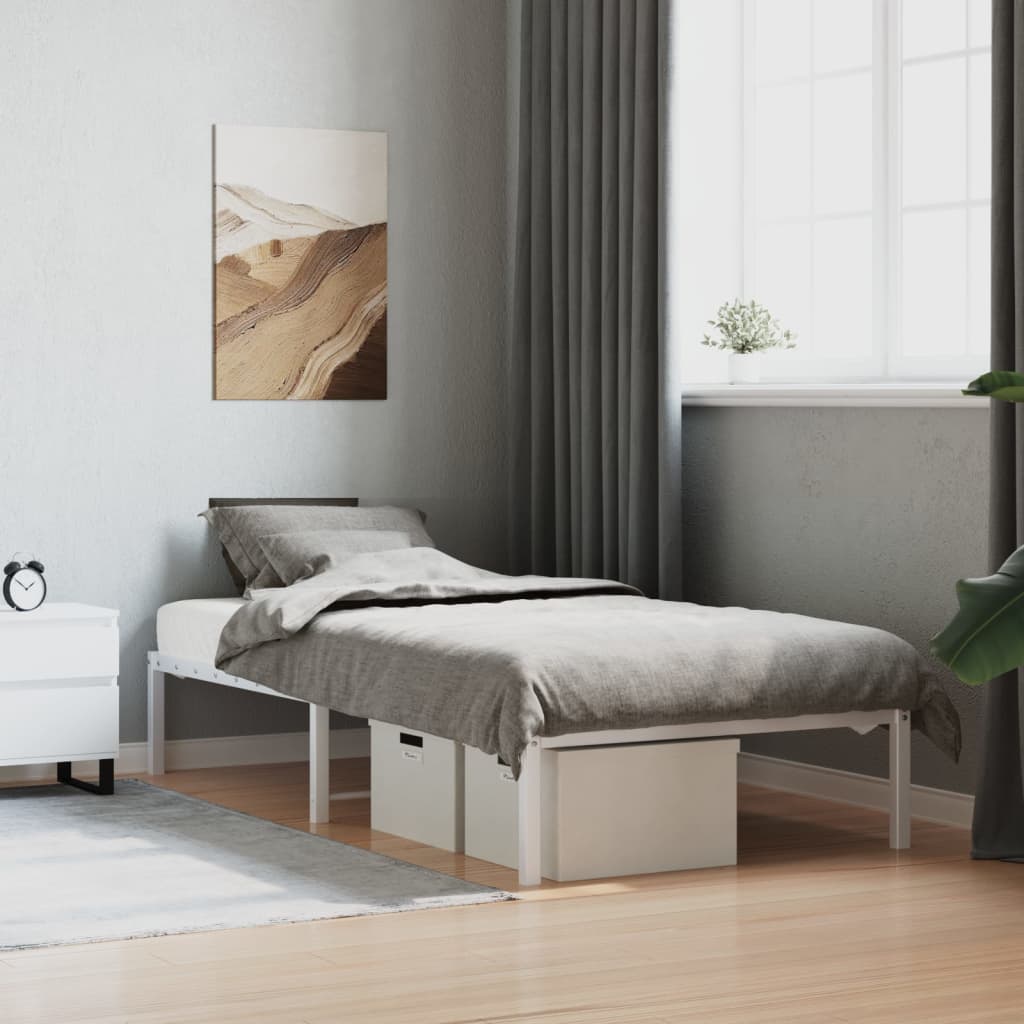 Cadre de lit métal sans matelas blanc 90x200 cm - XIOS