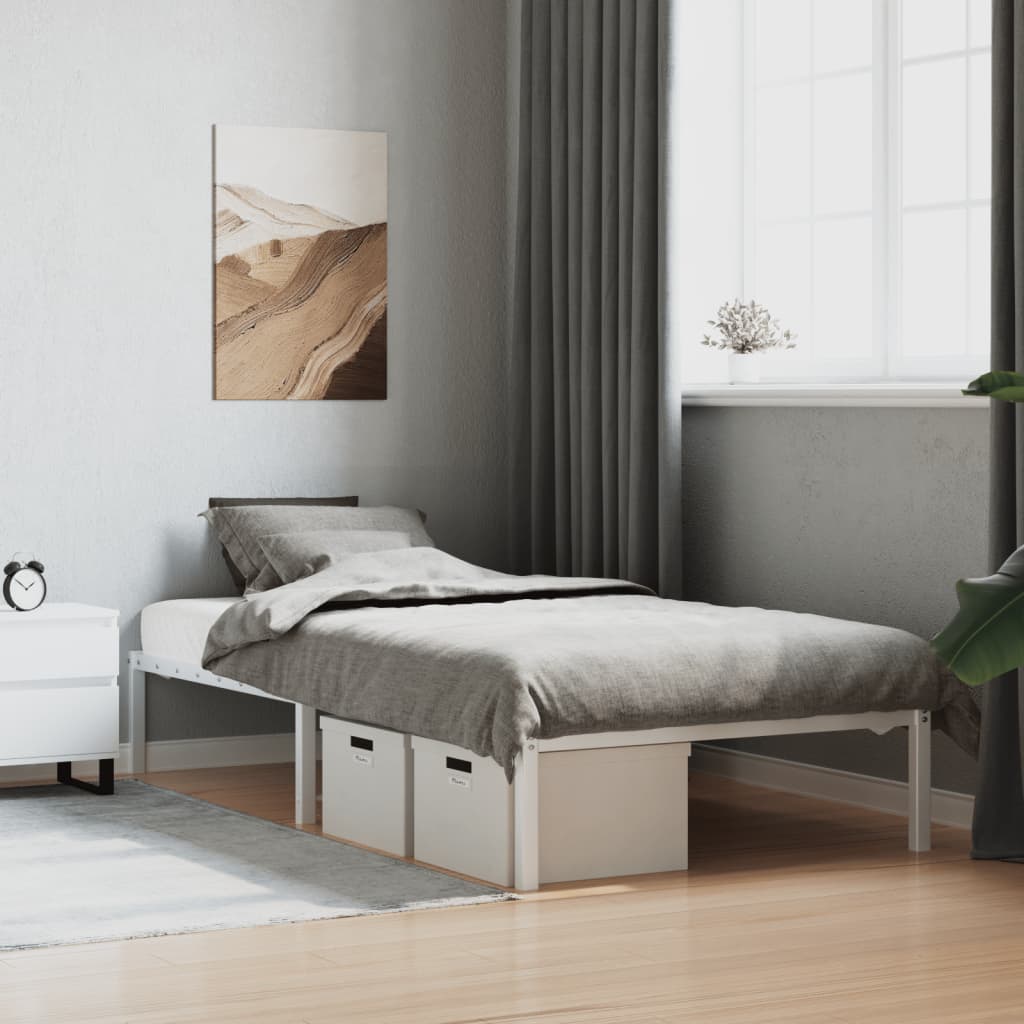 Cadre de lit métal sans matelas blanc 100x190 cm - XIOS