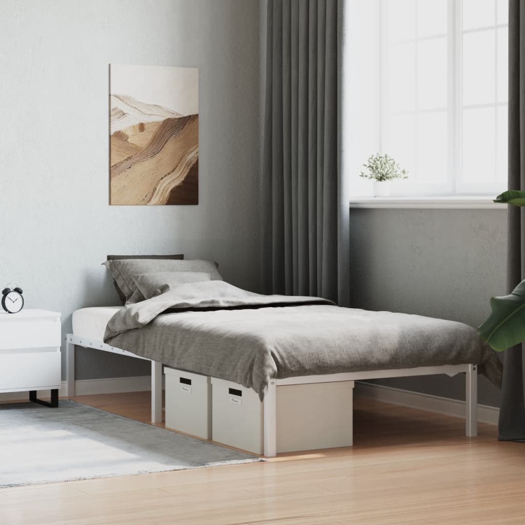 Cadre de lit en métal sans matelas blanc 107x203 cm - XIOS