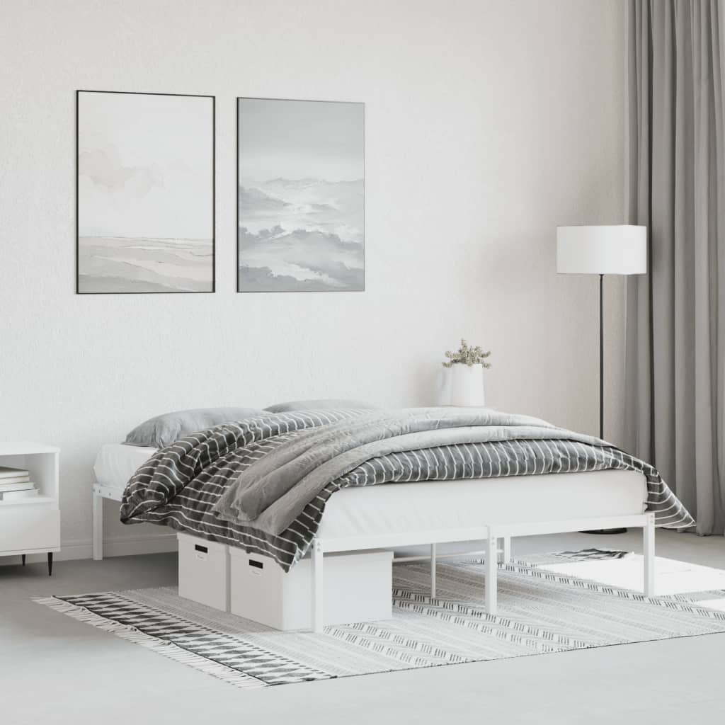 Cadre de lit métal blanc 135x190 cm - XIOS