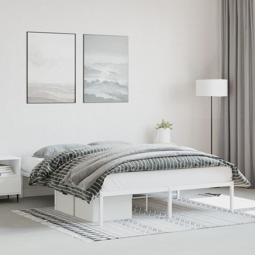 Cadre de lit métal sans matelas blanc 150x200 cm - XIOS