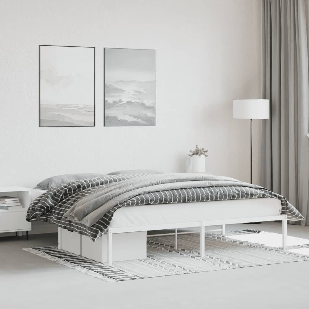 Cadre de lit métal sans matelas blanc 180x200 cm - XIOS