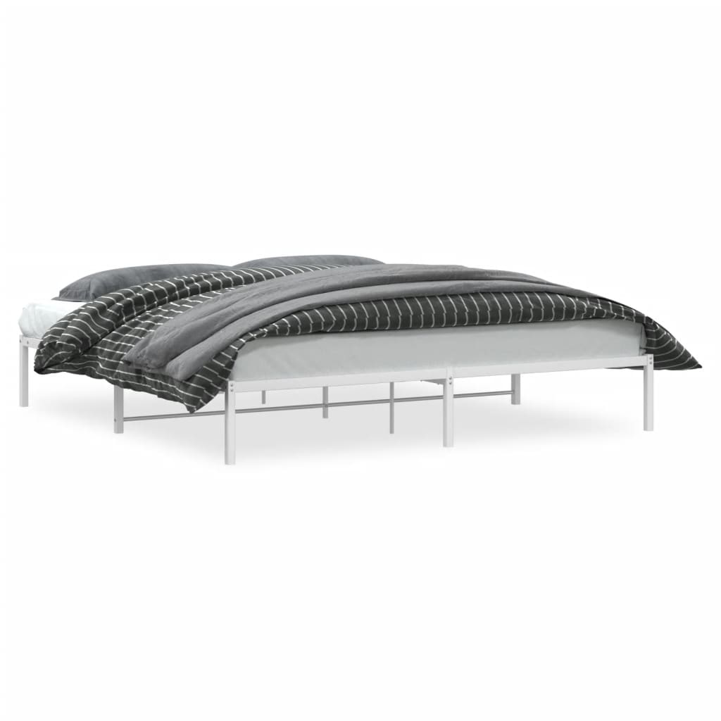 Cadre de lit métal sans matelas blanc 193x203 cm - XIOS