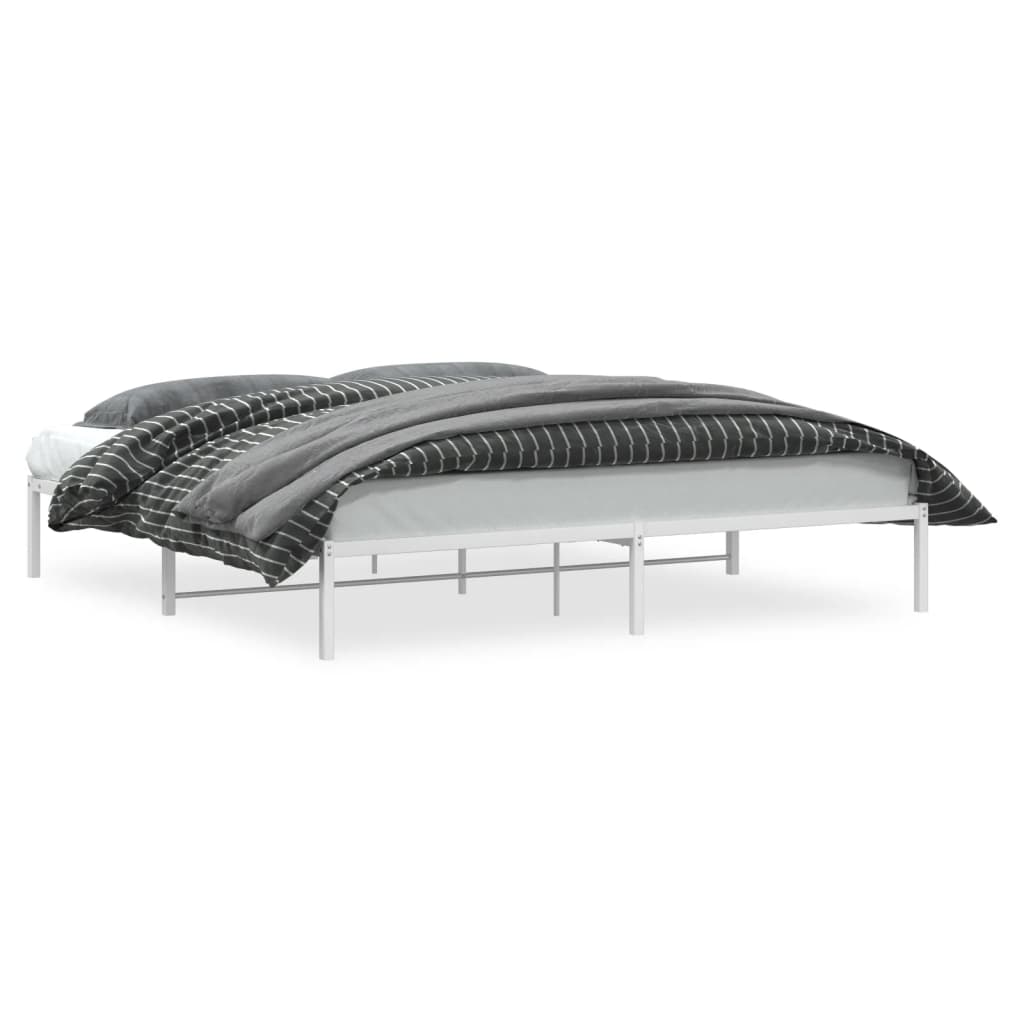 Cadre de lit métal sans matelas blanc 200x200 cm - XIOS