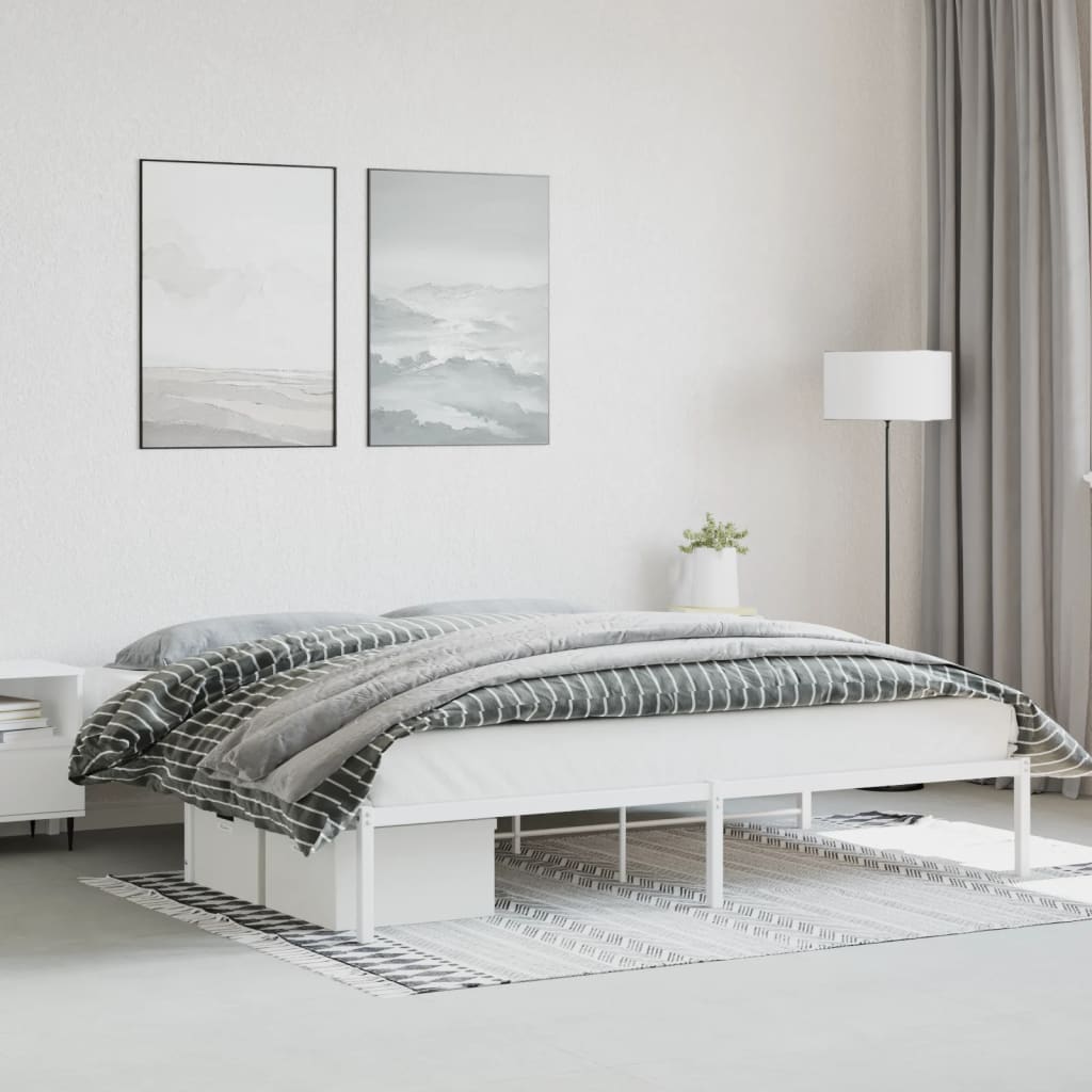 Cadre de lit métal sans matelas blanc 200x200 cm - XIOS