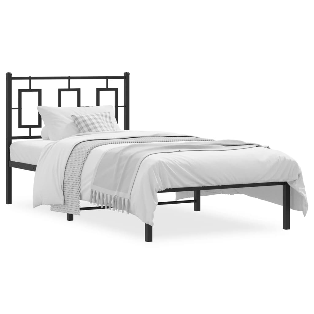 Cadre de lit métal sans matelas avec tête de lit noir 90x190 cm - XIOS