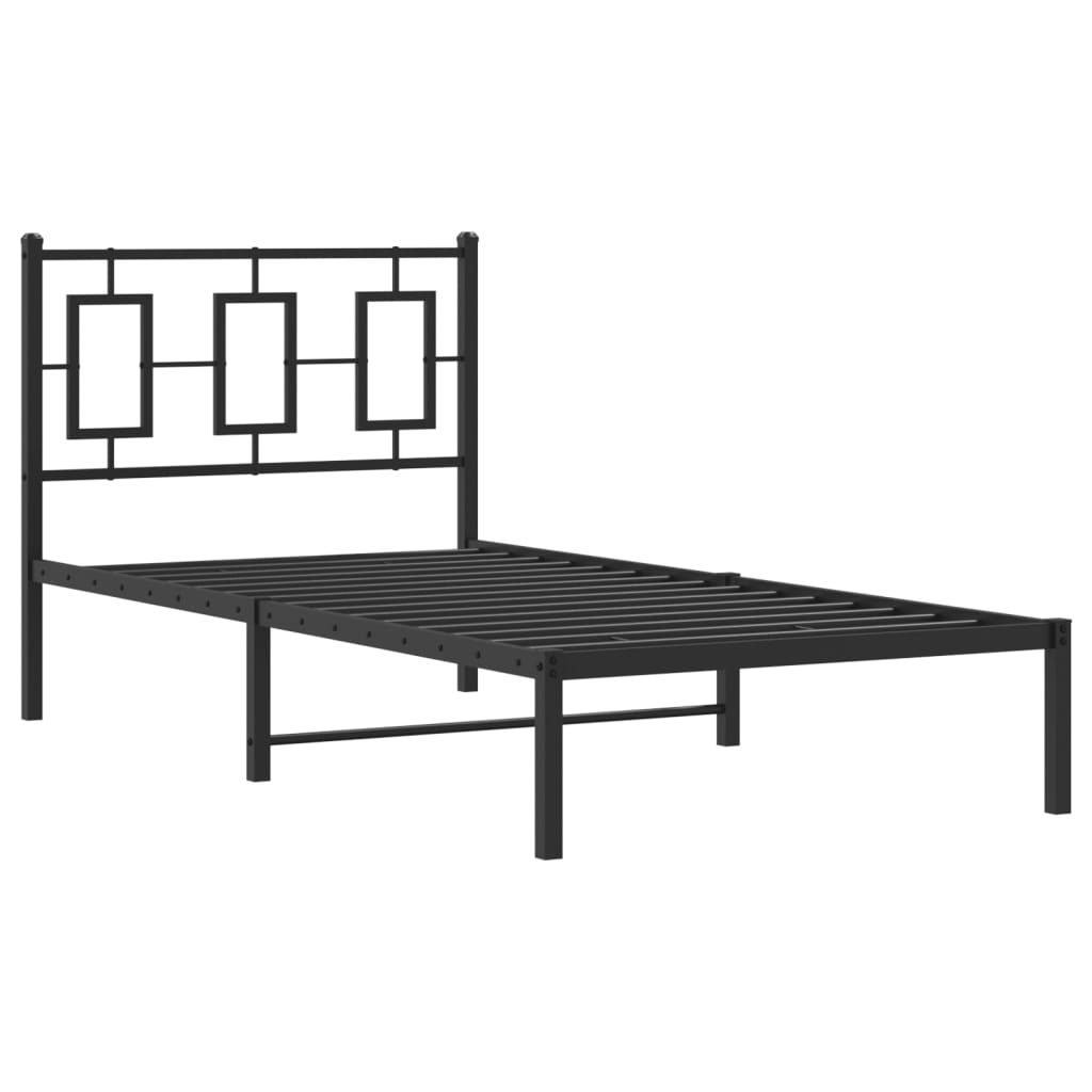 Cadre de lit métal sans matelas avec tête de lit noir 90x190 cm - XIOS