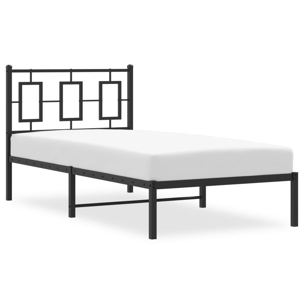 Cadre de lit métal sans matelas avec tête de lit noir 90x190 cm - XIOS