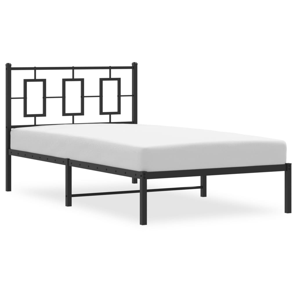 Cadre de lit métal sans matelas avec tête de lit noir 100x200cm - XIOS