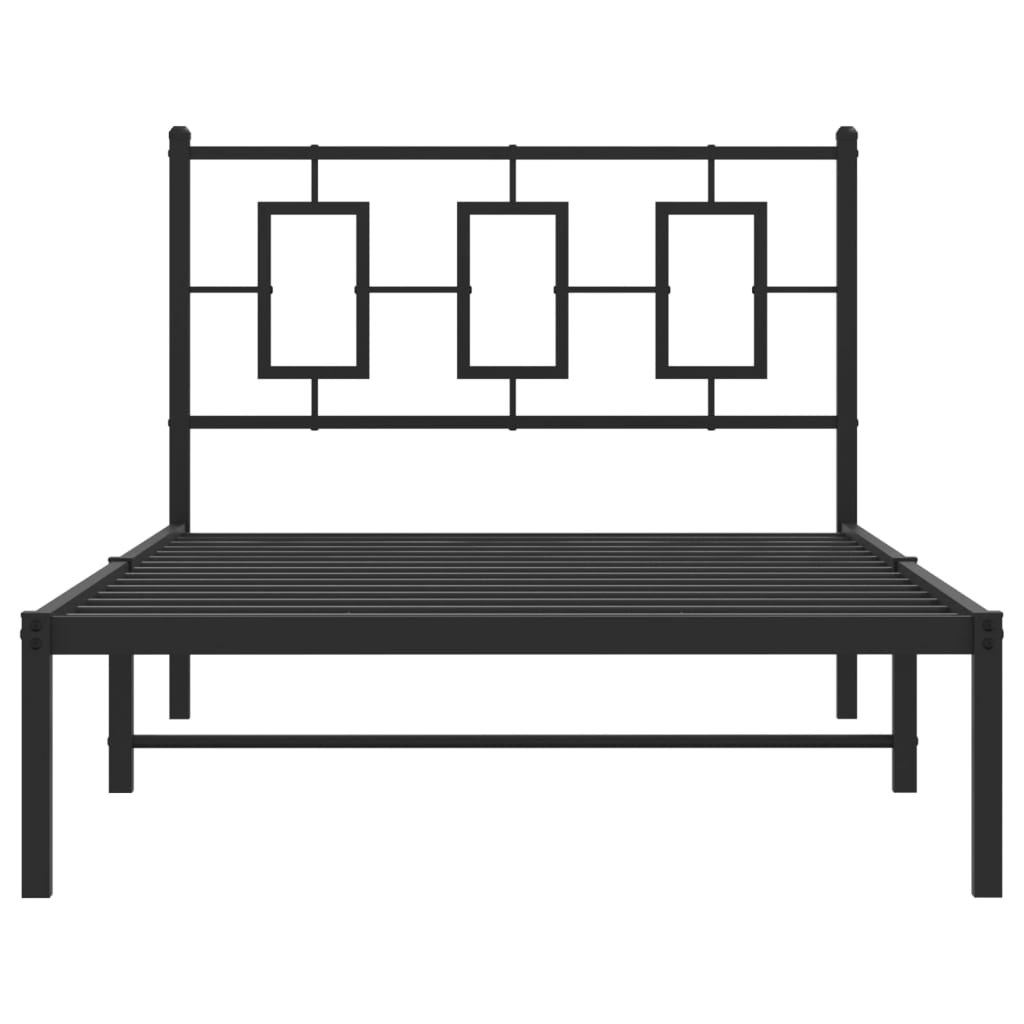 Cadre de lit métal sans matelas avec tête de lit noir 100x200cm - XIOS