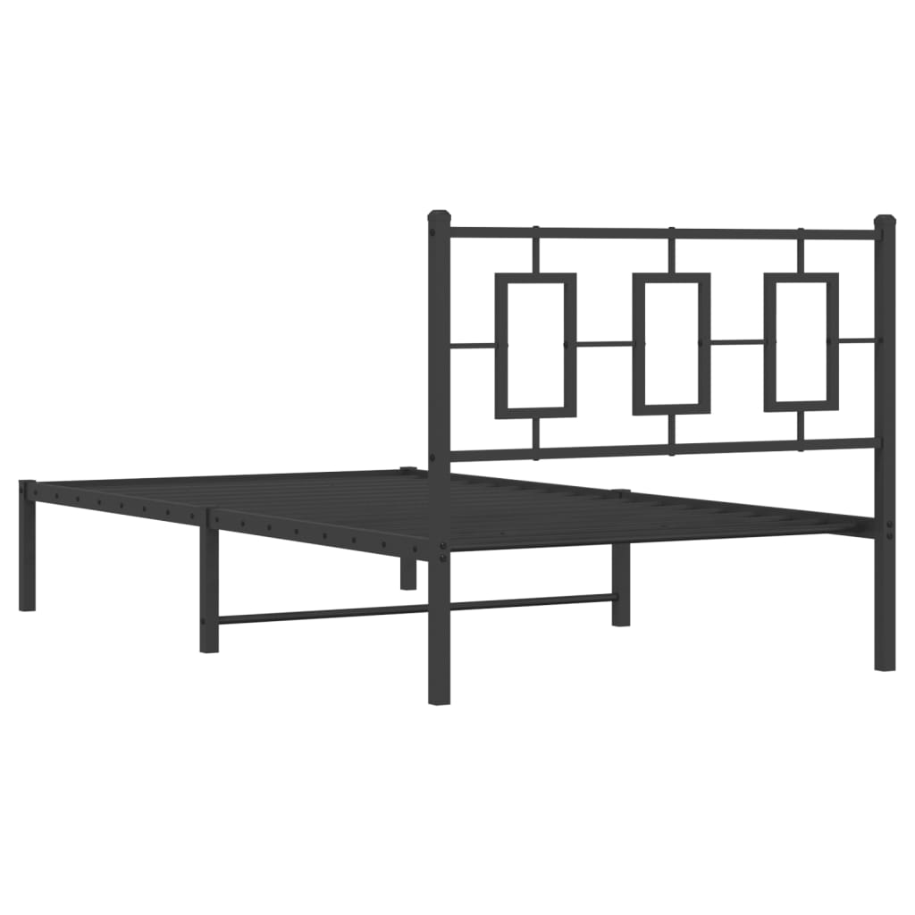 Cadre de lit métal sans matelas avec tête de lit noir 100x200cm - XIOS