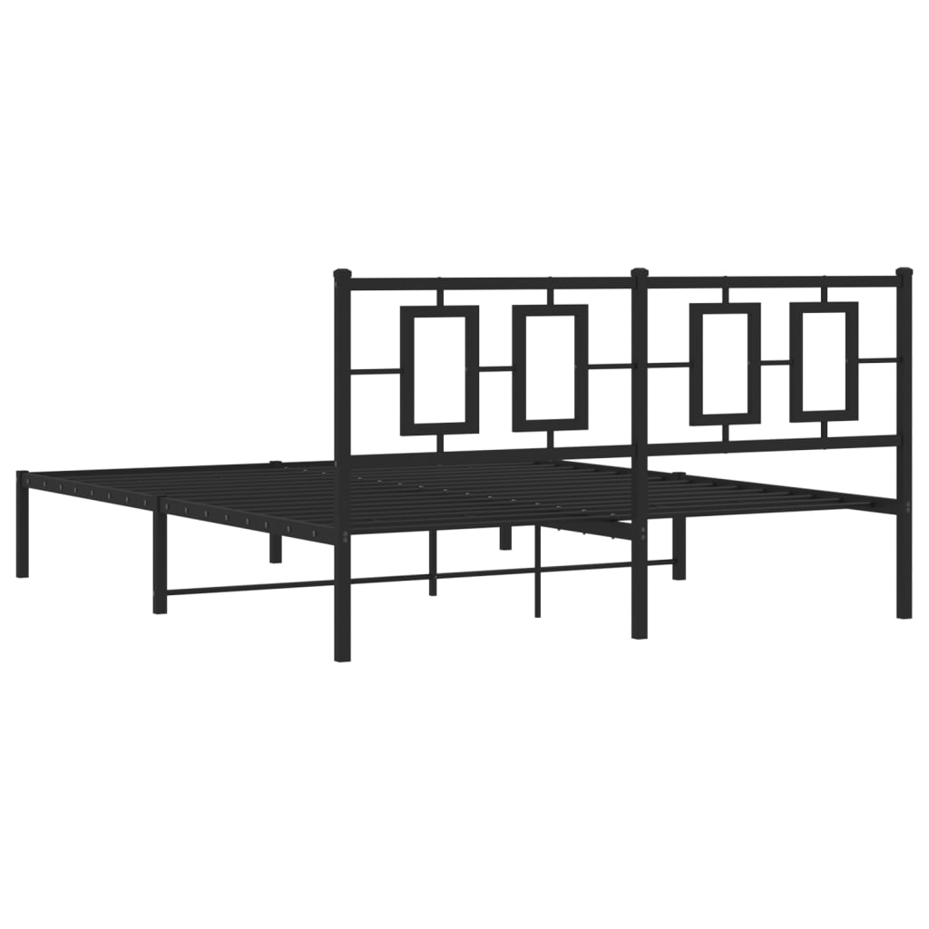 Cadre de lit métal sans matelas avec tête de lit noir 150x200cm - XIOS