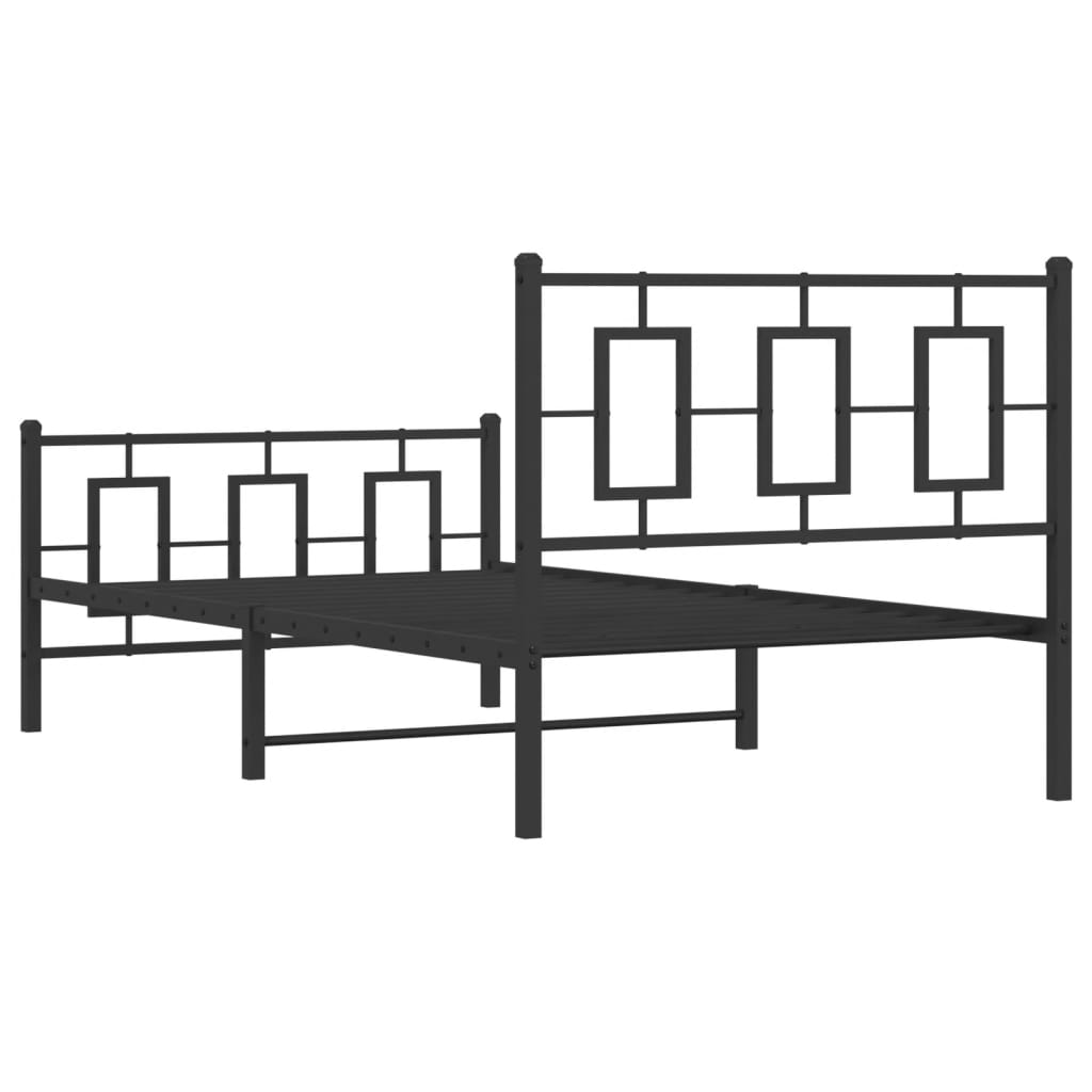 Cadre de lit métal sans matelas et pied de lit noir 100x200 cm - XIOS