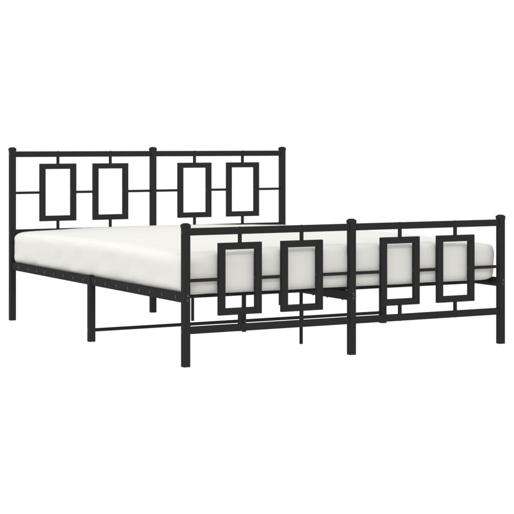 Cadre de lit métal sans matelas avec pied de lit noir 150x200cm - XIOS