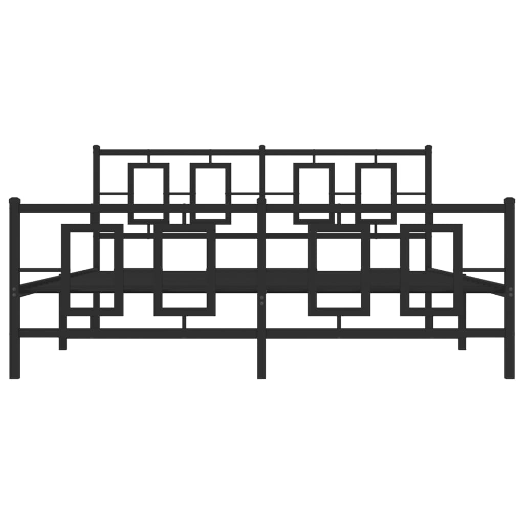 Cadre de lit métal sans matelas avec pied de lit noir 150x200cm - XIOS