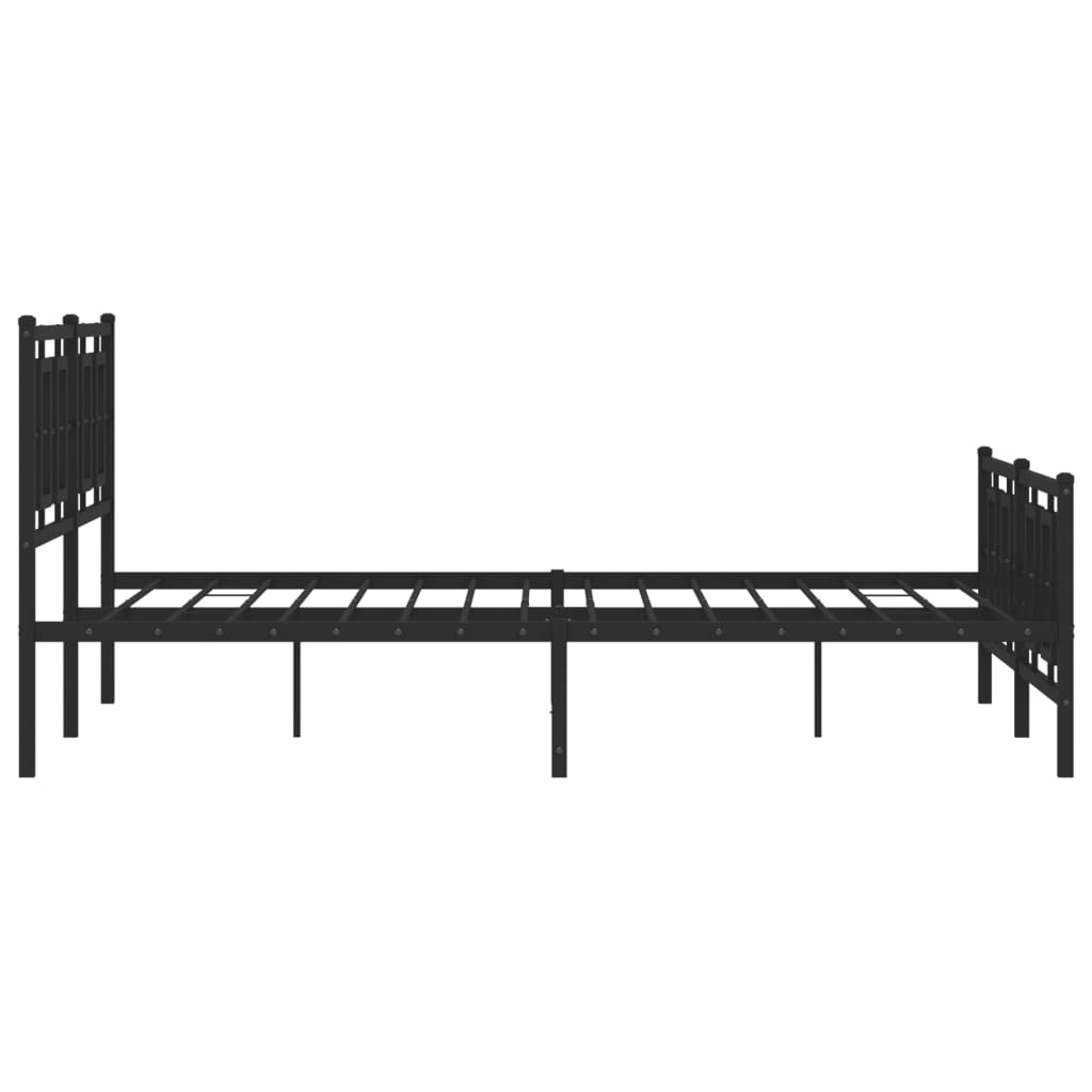 Cadre de lit métal sans matelas avec pied de lit noir 150x200cm - XIOS