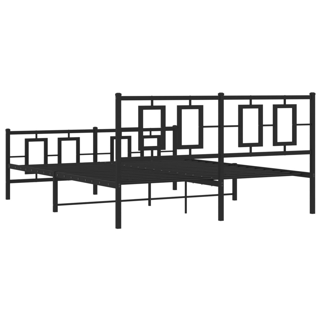 Cadre de lit métal sans matelas avec pied de lit noir 150x200cm - XIOS
