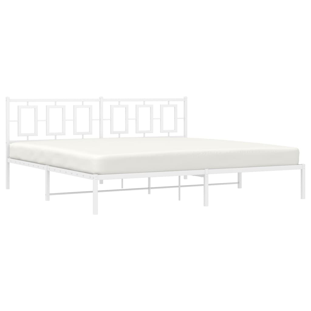 Cadre de lit métal sans matelas et tête de lit blanc 193x203 cm - XIOS