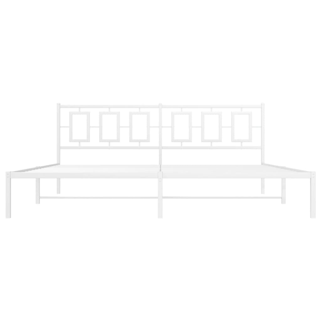 Cadre de lit métal sans matelas et tête de lit blanc 193x203 cm - XIOS