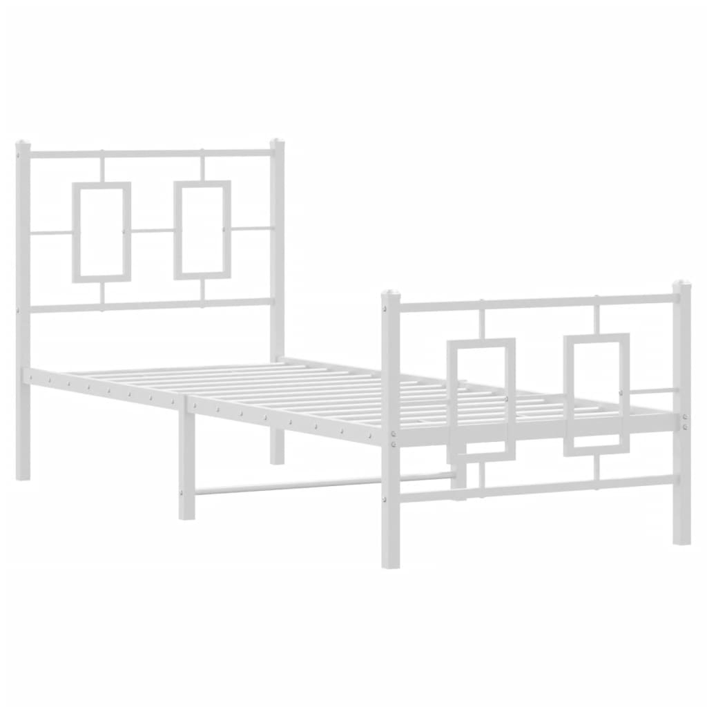 Cadre de lit métal sans matelas avec pied de lit blanc 80x200cm - XIOS