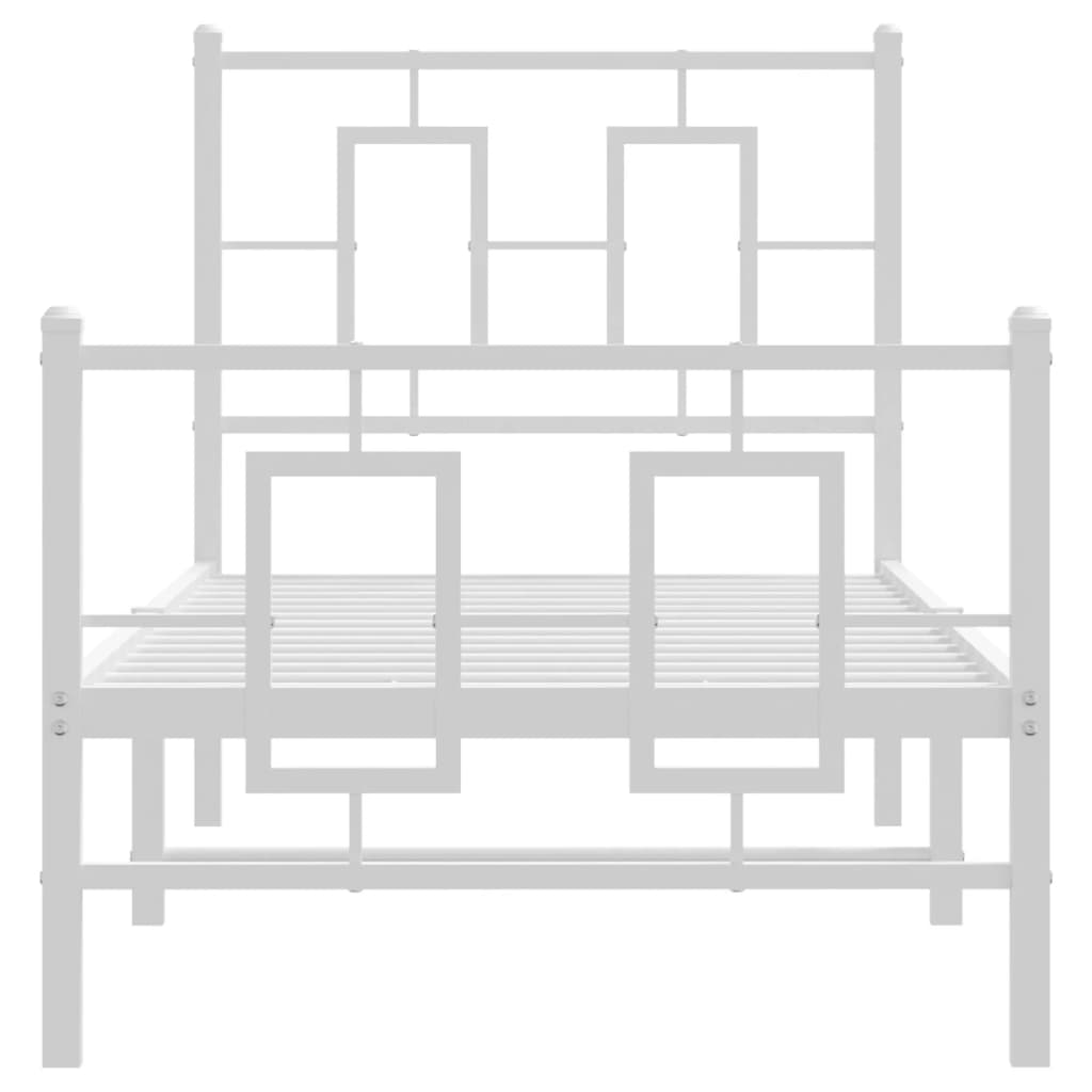 Cadre de lit métal sans matelas avec pied de lit blanc 80x200cm - XIOS