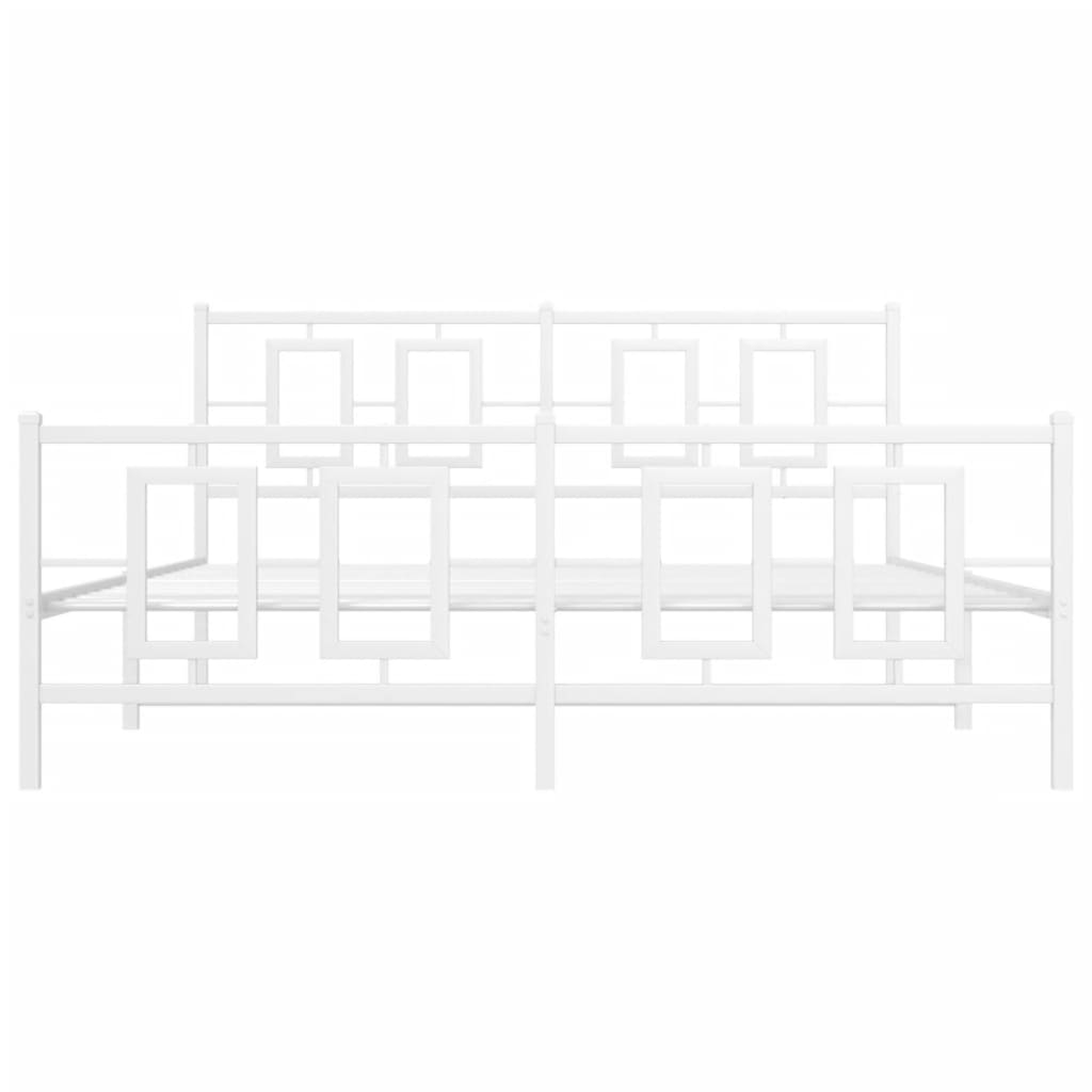 Cadre de lit métal sans matelas et pied de lit blanc 150x200 cm - XIOS