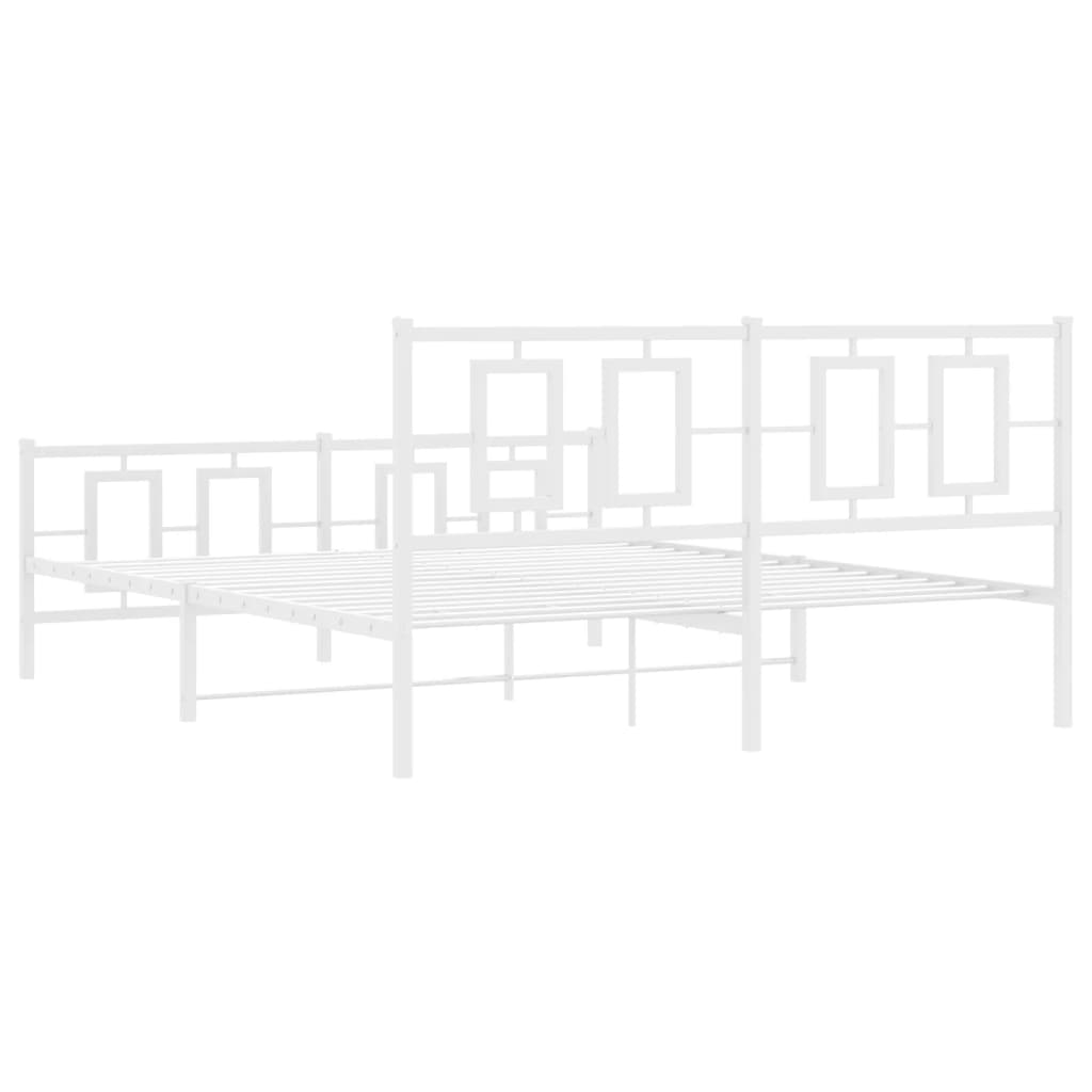 Cadre de lit métal sans matelas et pied de lit blanc 150x200 cm - XIOS