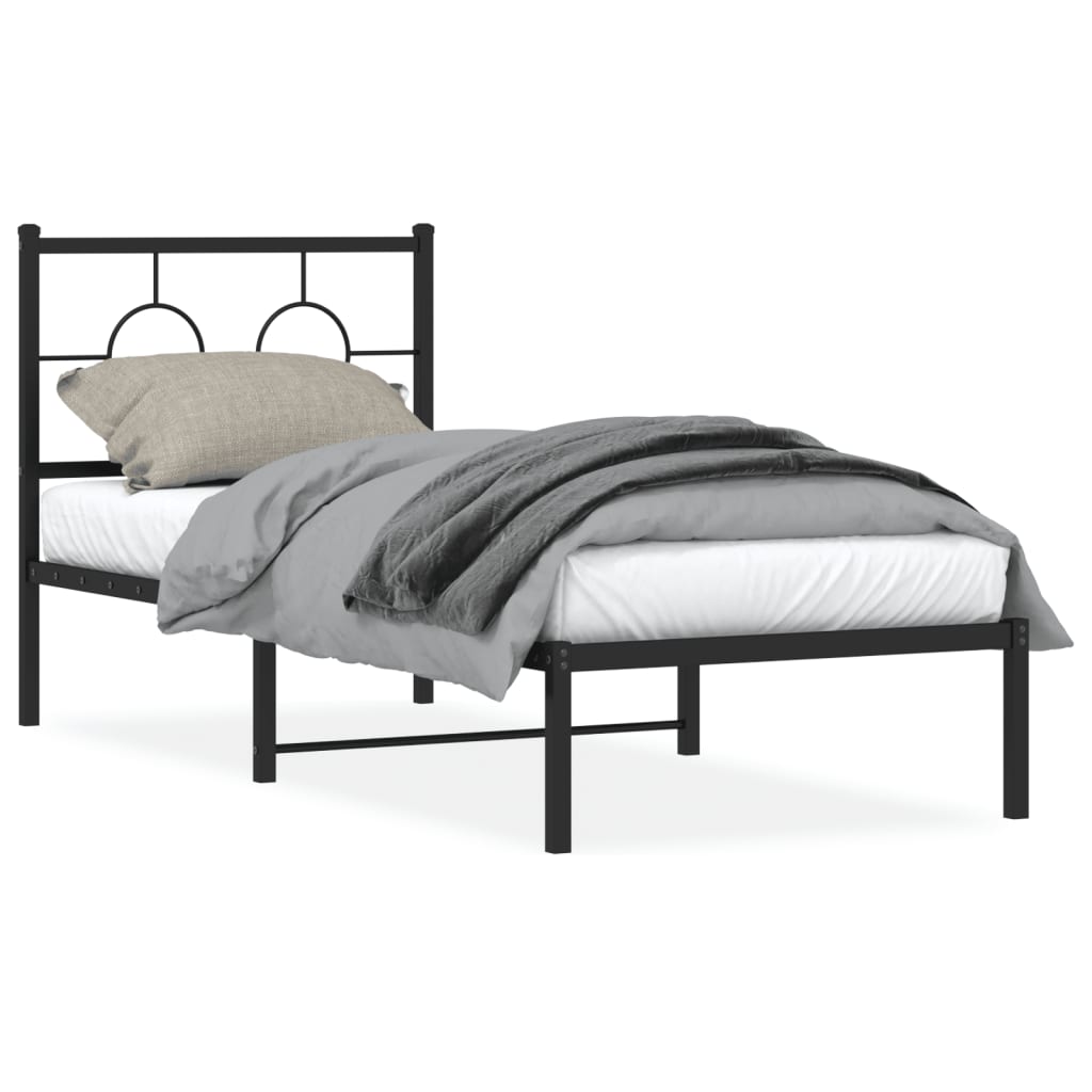 Cadre de lit métal sans matelas avec tête de lit noir 80x200 cm - XIOS