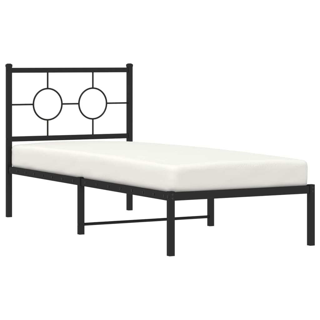 Cadre de lit métal sans matelas avec tête de lit noir 80x200 cm - XIOS