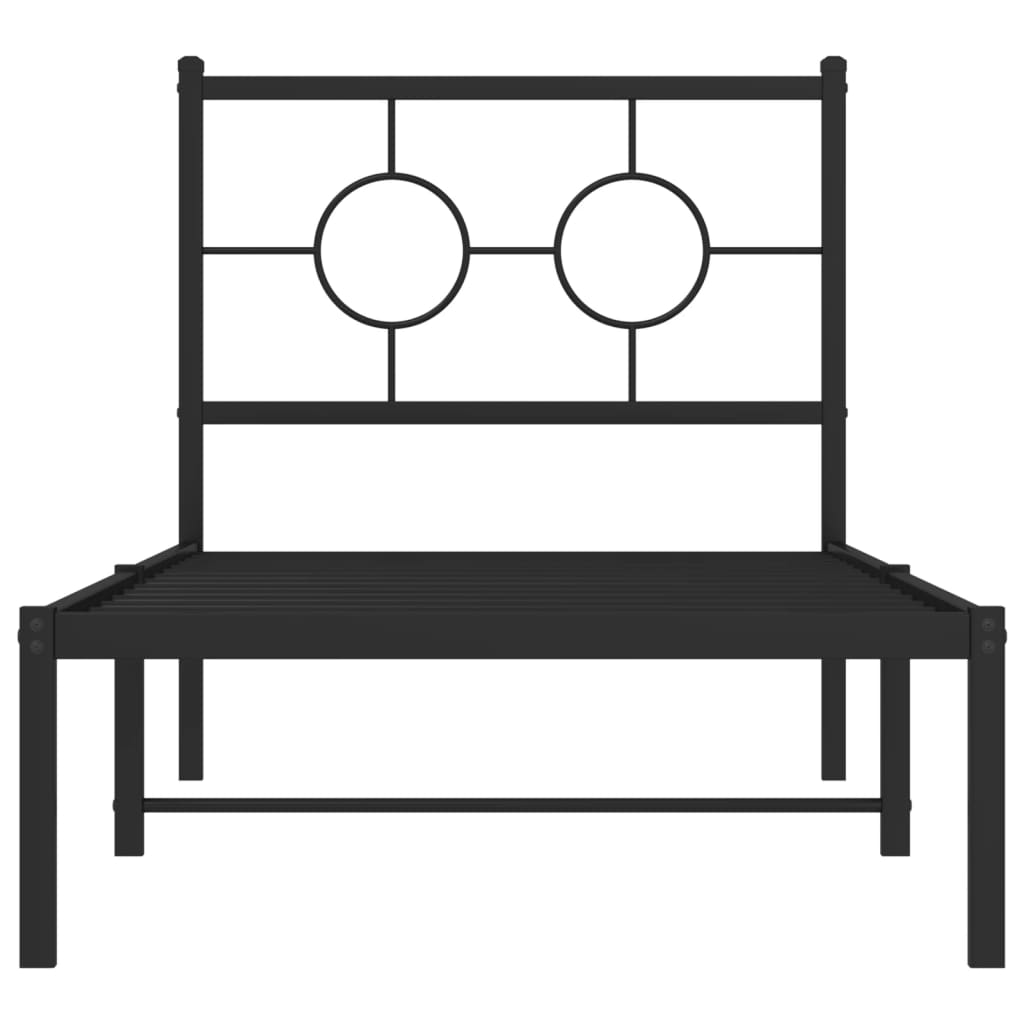 Cadre de lit métal sans matelas avec tête de lit noir 80x200 cm - XIOS