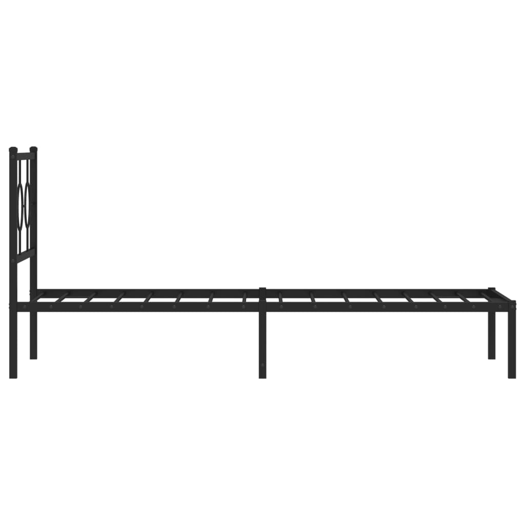 Cadre de lit métal sans matelas avec tête de lit noir 80x200 cm - XIOS