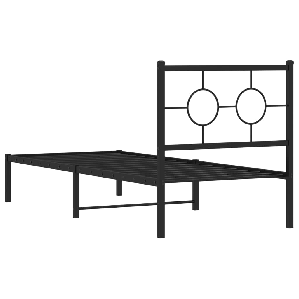 Cadre de lit métal sans matelas avec tête de lit noir 80x200 cm - XIOS