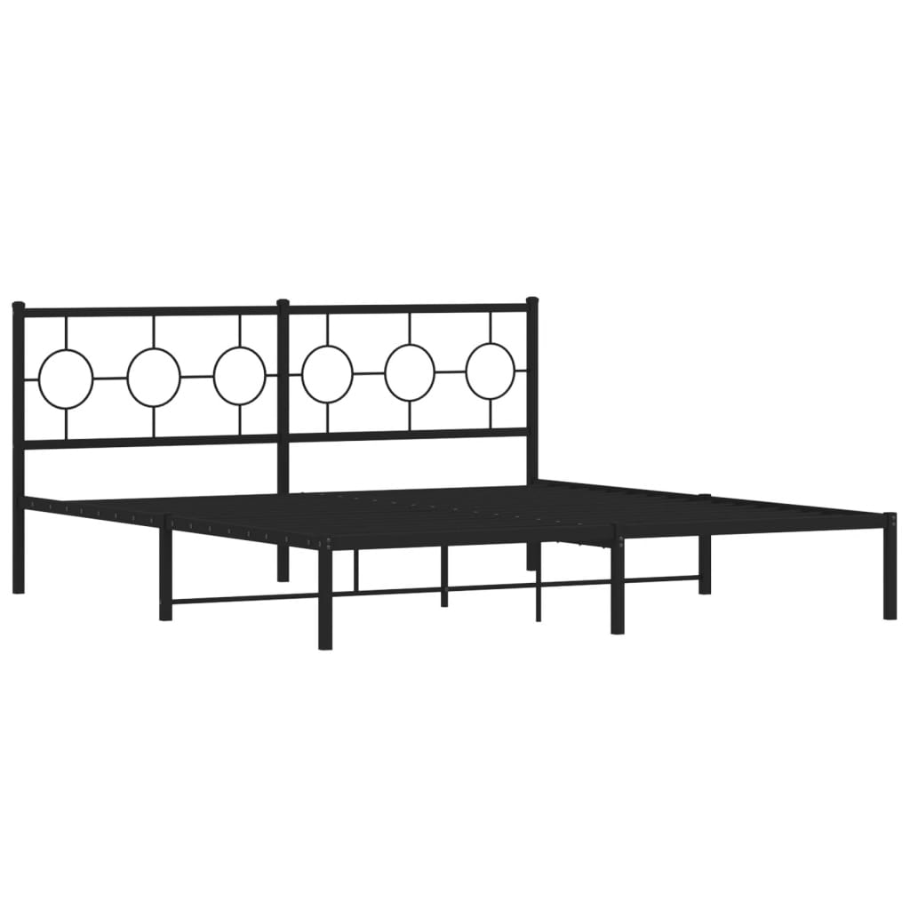 Cadre de lit métal sans matelas et tête de lit noir 180x200 cm - XIOS
