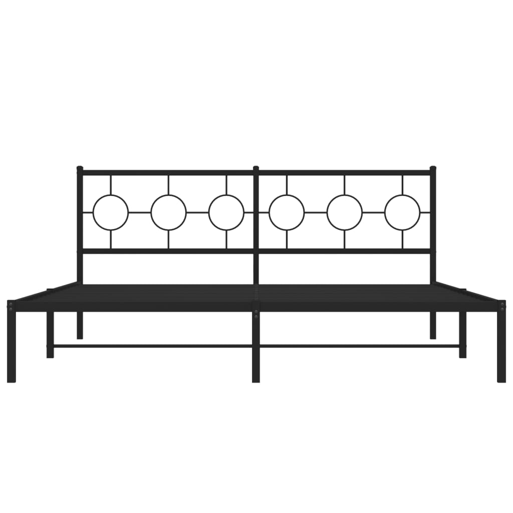 Cadre de lit métal sans matelas et tête de lit noir 180x200 cm - XIOS