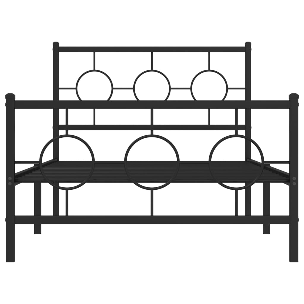 Cadre de lit métal sans matelas et pied de lit noir 100x200 cm